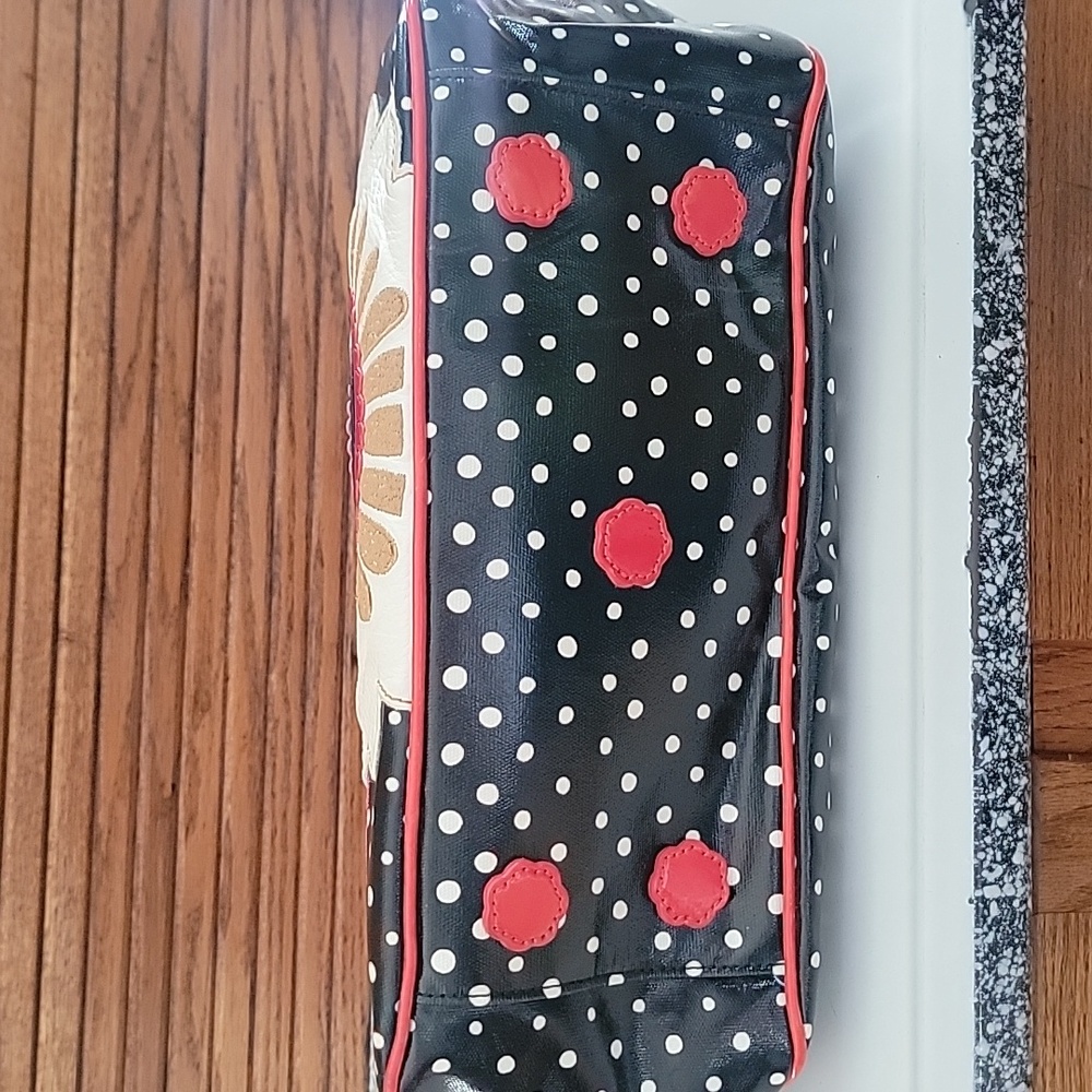 Brighton floral shoulder bag Leather Coated Canvas Purse Polkadot GILLY - Picture 7 of 11